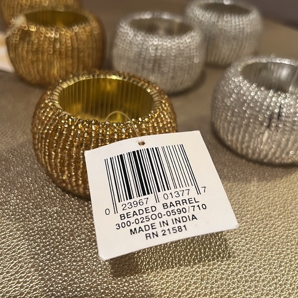 Kemp & Beatley Beaded Barrel Napkin Rings,  Set of 6 - Picture 9 of 10